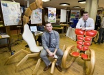 Pictured are twin brothers Dermot and Daniel Milner from Dunmanway Co Cork. They used biomimicry to construct their chairs mimicing insects in nature as their inspiration. The brothers constructed the chairs as their Final Year Projects in Btech Ed in Materials and Engineering Technology from the University of Limerick. Pic Arthur Ellis/Press22.